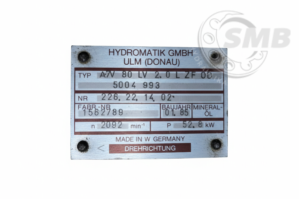 POMPA HYDROMATIK A7VO80LV2.0LZF0D - 226.22.14.02